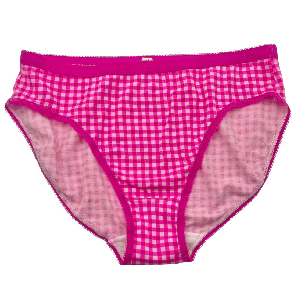 Y2K Victoria's Secret Cotton Lingerie Brief Panties NWT Pink Gingham‎ Large 2012